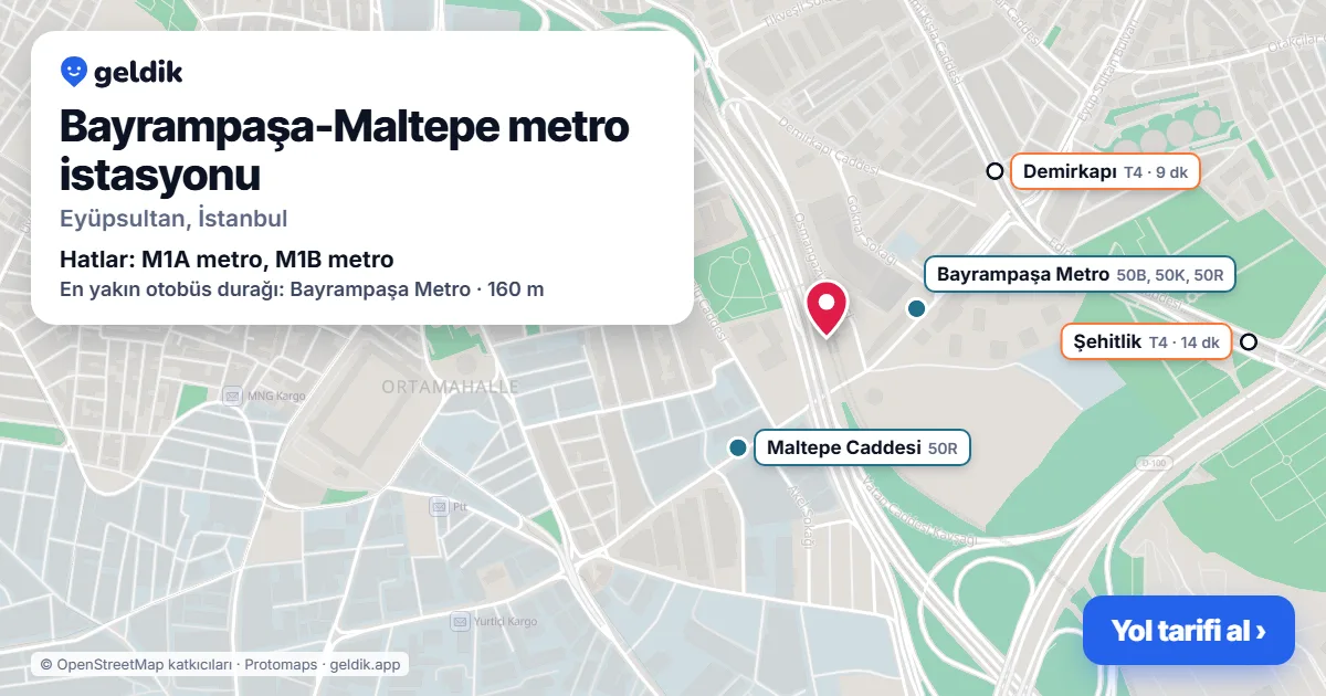 Bayrampaşa-Maltepe metro istasyonu haritada: konumu, yakındaki istasyonlar ve otobüs durakları