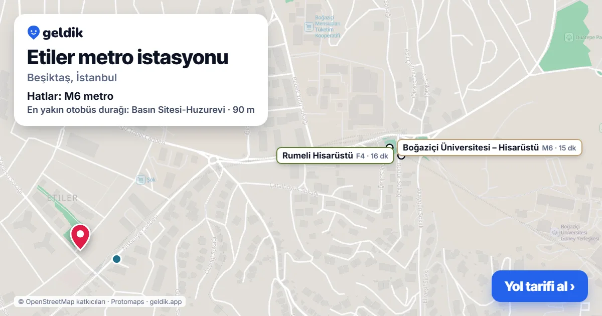 Etiler metro istasyonu haritada: konumu, yakındaki istasyonlar ve otobüs durakları