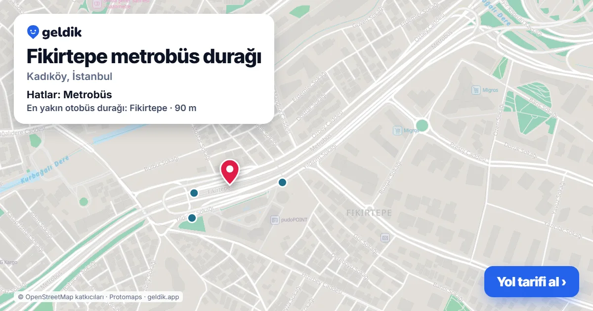 Fikirtepe Metrobus stop on the map: location, nearby stations and bus stops