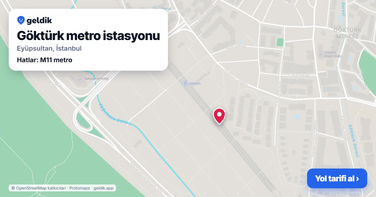 Göktürk metro istasyonu haritada: konumu, yakındaki istasyonlar ve otobüs durakları