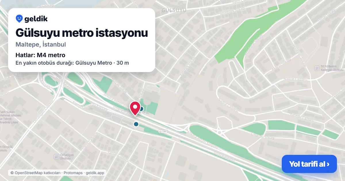 Gülsuyu metro istasyonu haritada: konumu, yakındaki istasyonlar ve otobüs durakları