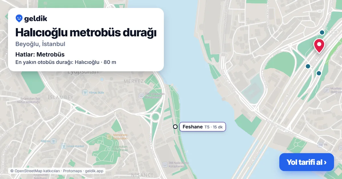 Halıcıoğlu metrobüs durağı haritada: konumu, yakındaki istasyonlar ve otobüs durakları