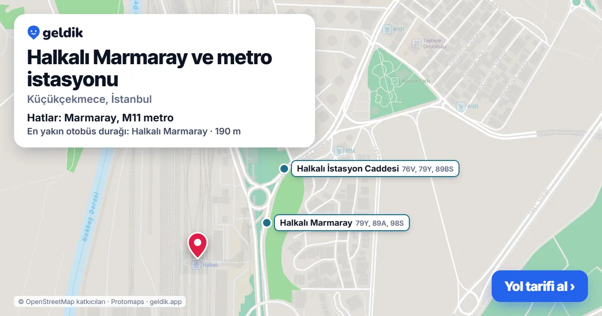 Halkalı Marmaray and metro station on the map: location, nearby stations and bus stops