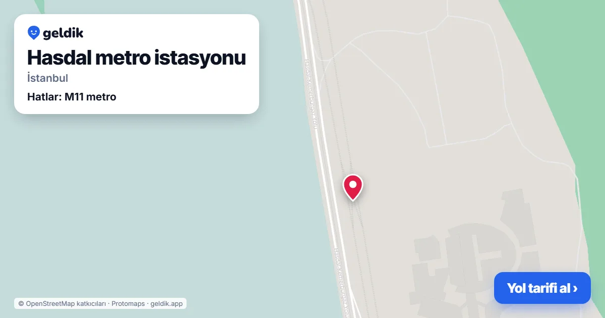 Hasdal metro istasyonu haritada: konumu, yakındaki istasyonlar ve otobüs durakları