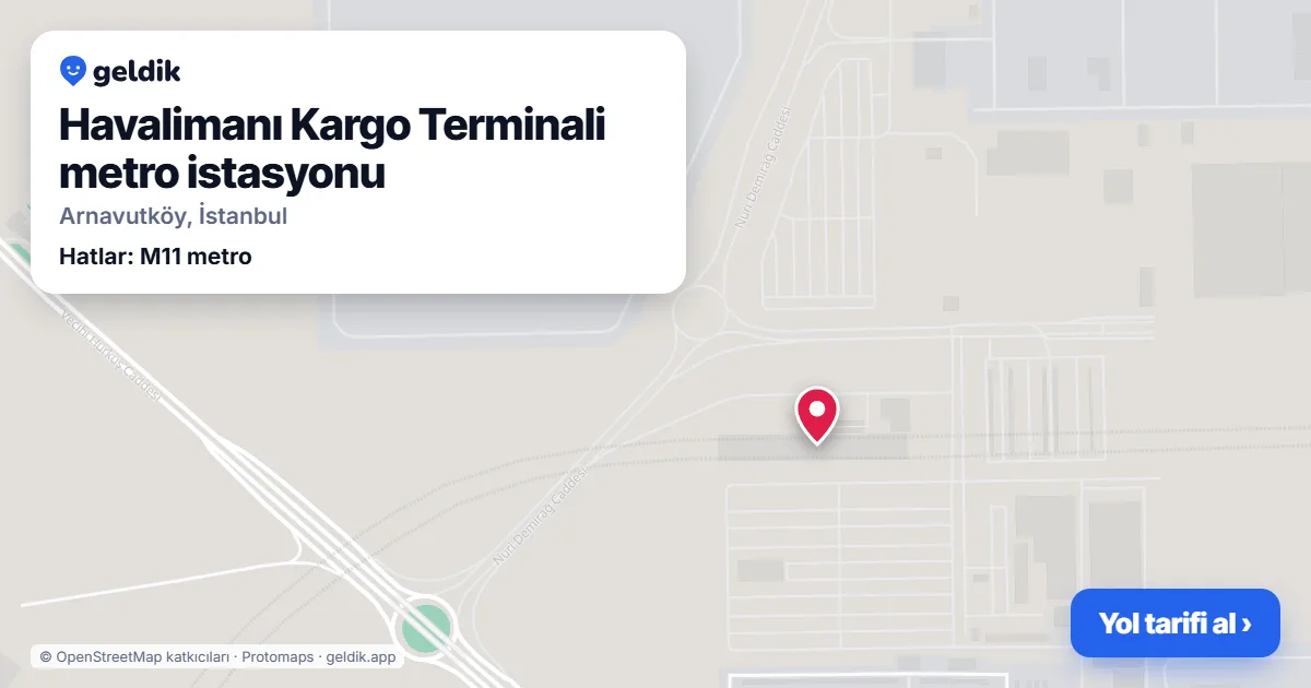 Havalimanı Kargo Terminali metro istasyonu haritada: konumu, yakındaki istasyonlar ve otobüs durakları