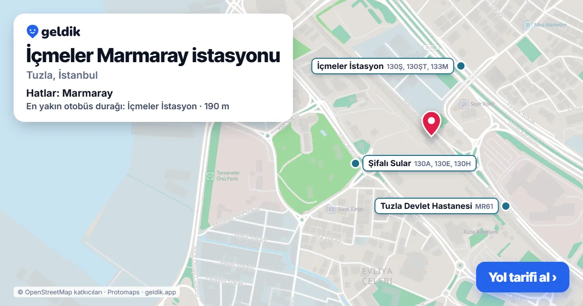 İçmeler Marmaray station on the map: location, nearby stations and bus stops