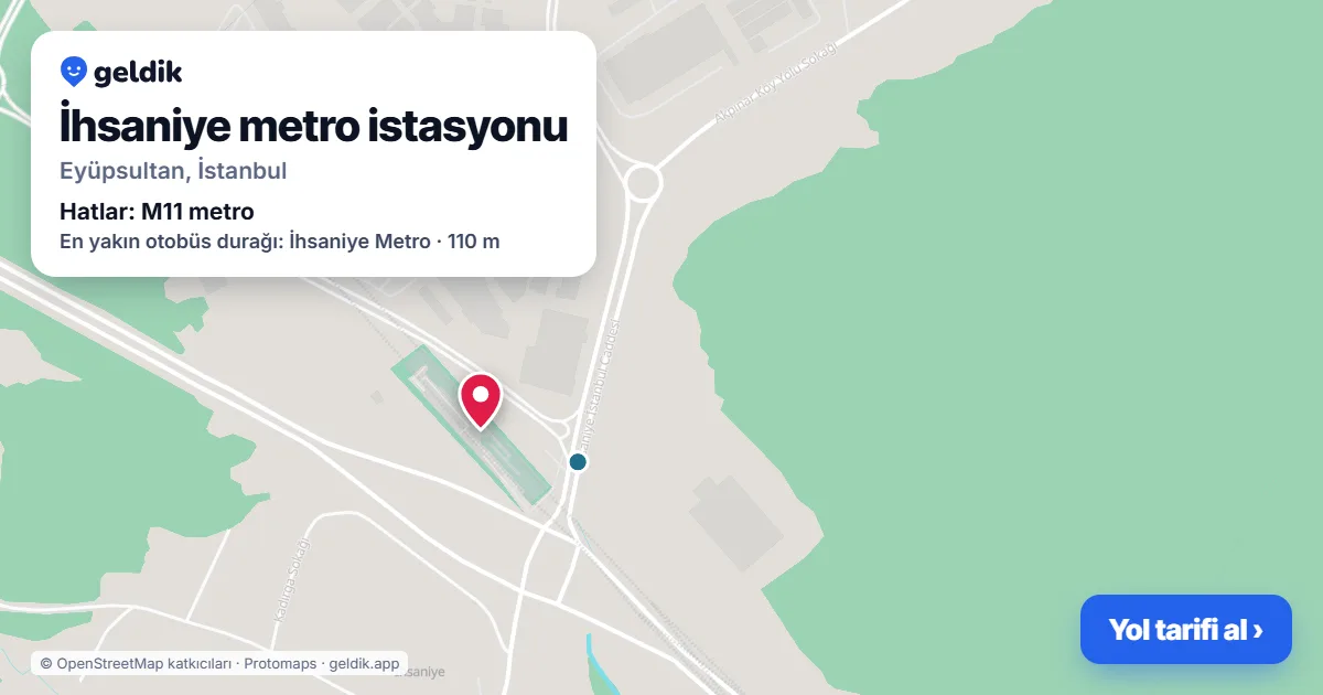 İhsaniye metro istasyonu haritada: konumu, yakındaki istasyonlar ve otobüs durakları