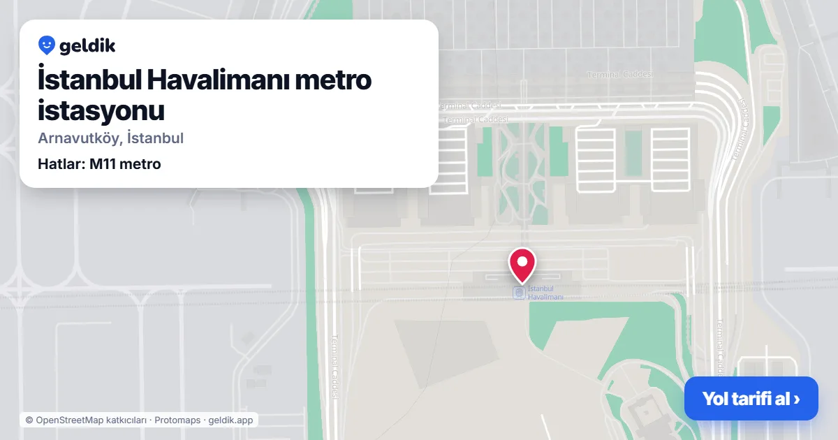 İstanbul Havalimanı metro istasyonu haritada: konumu, yakındaki istasyonlar ve otobüs durakları