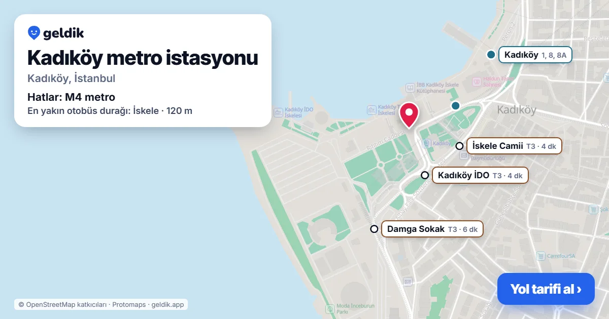 Kadıköy metro istasyonu haritada: konumu, yakındaki istasyonlar ve otobüs durakları