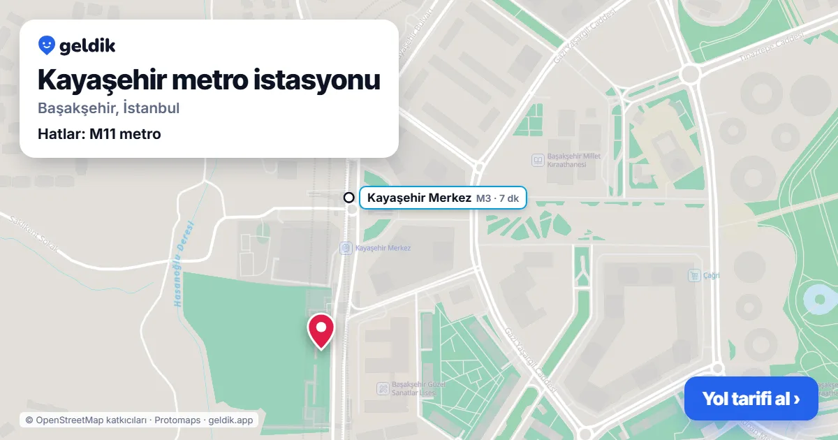 Kayaşehir metro istasyonu haritada: konumu, yakındaki istasyonlar ve otobüs durakları