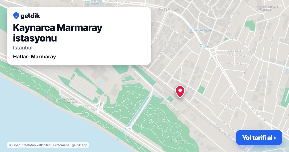 Kaynarca Marmaray istasyonu haritada: konumu, yakındaki istasyonlar ve otobüs durakları