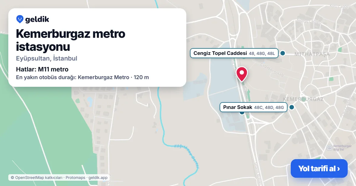Kemerburgaz metro istasyonu haritada: konumu, yakındaki istasyonlar ve otobüs durakları
