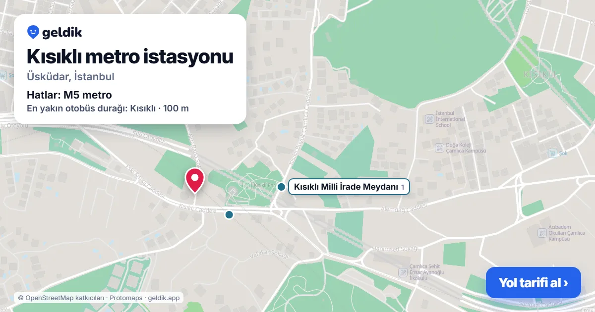 Kısıklı metro istasyonu haritada: konumu, yakındaki istasyonlar ve otobüs durakları