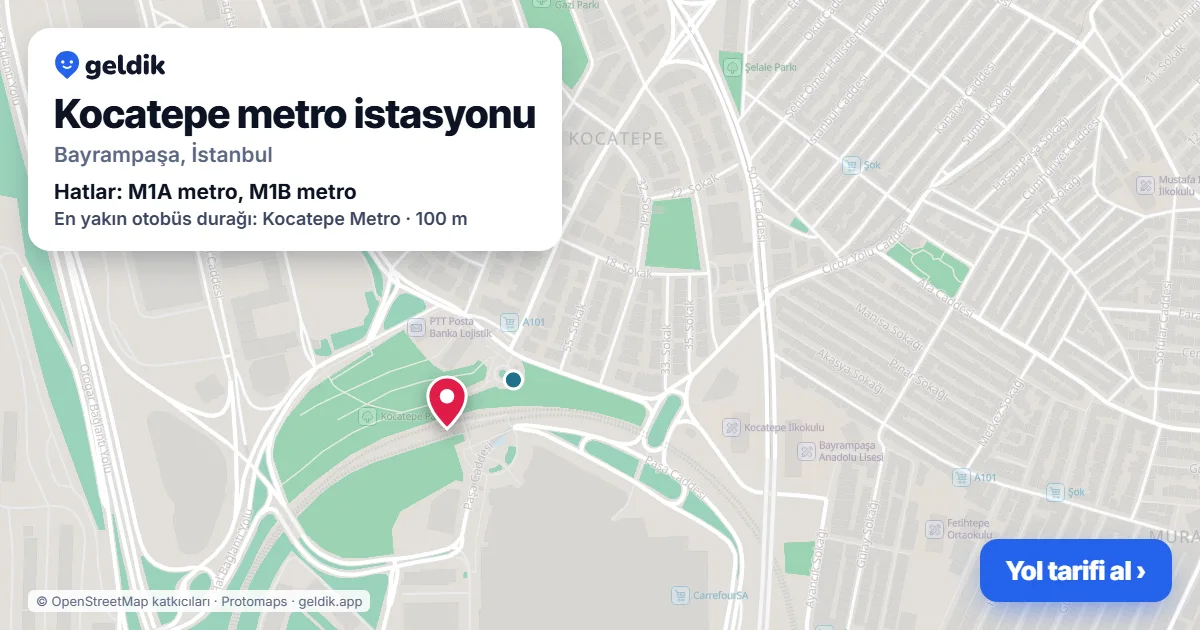 Kocatepe metro istasyonu haritada: konumu, yakındaki istasyonlar ve otobüs durakları