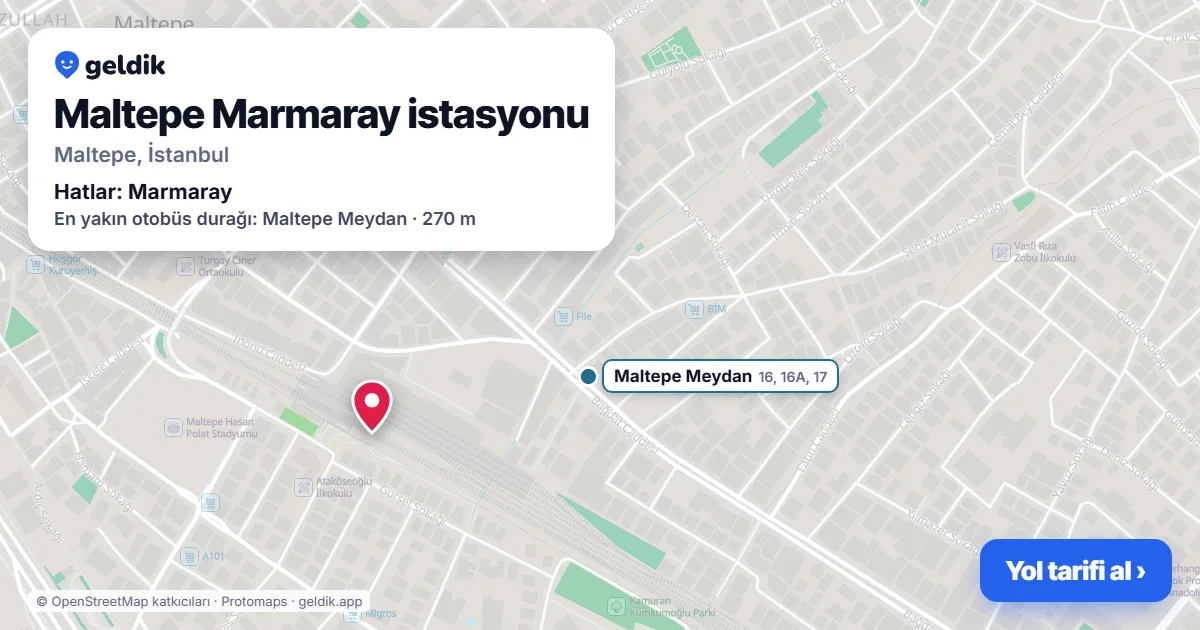 Maltepe Marmaray istasyonu haritada: konumu, yakındaki istasyonlar ve otobüs durakları