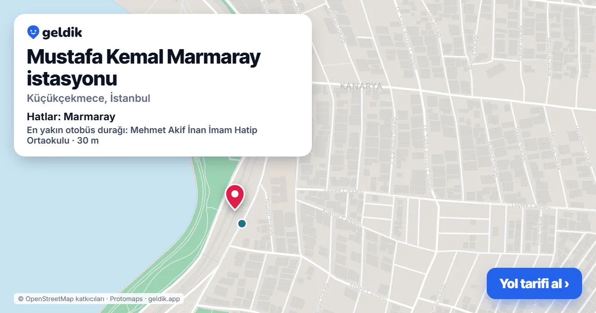 Mustafa Kemal Marmaray istasyonu haritada: konumu, yakındaki istasyonlar ve otobüs durakları