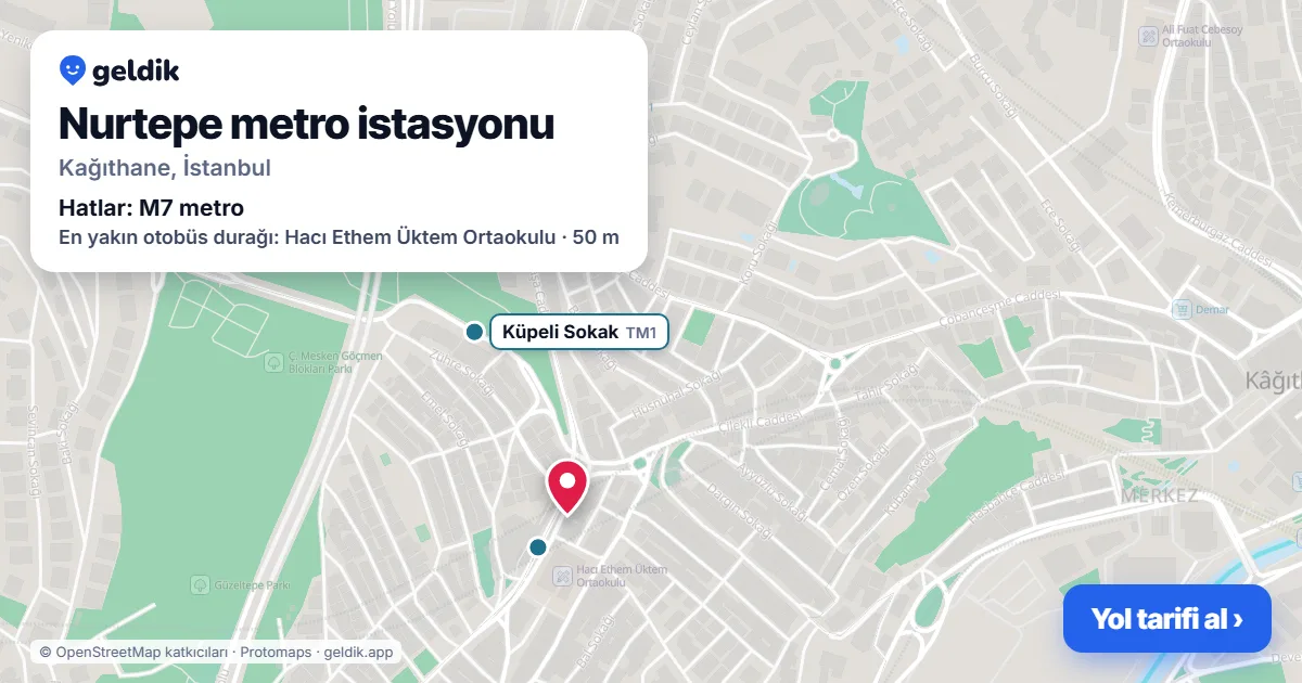 Nurtepe metro station on the map: location, nearby stations and bus stops