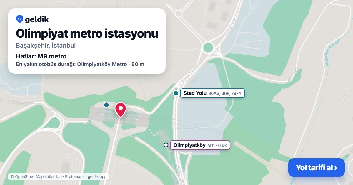Olimpiyat metro station on the map: location, nearby stations and bus stops