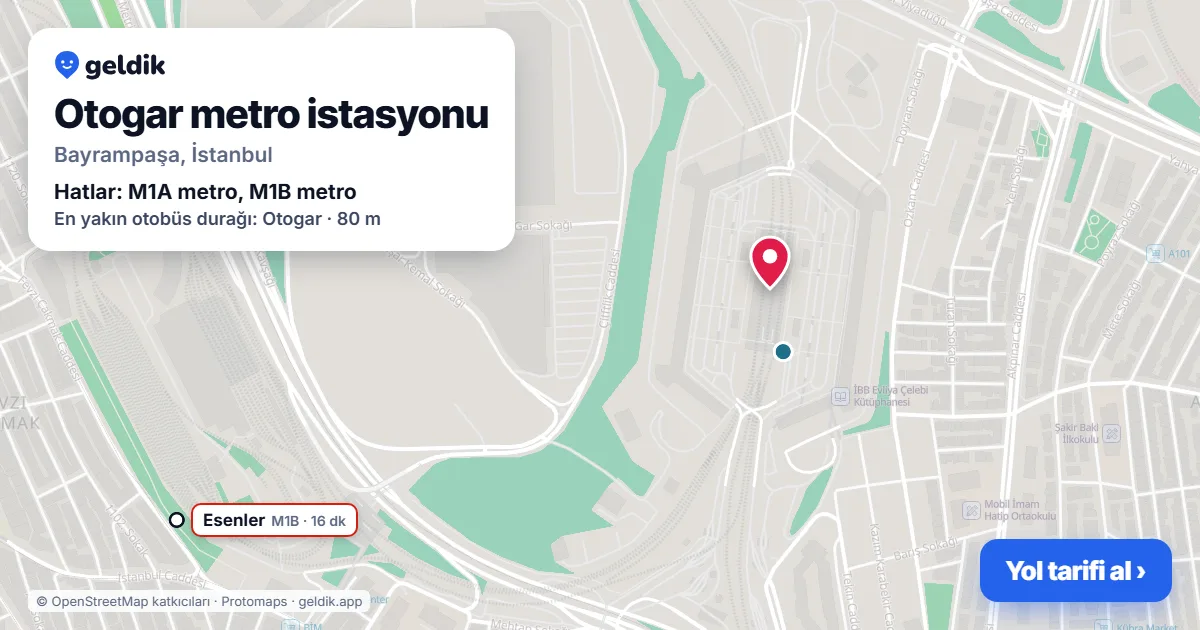 Otogar metro istasyonu haritada: konumu, yakındaki istasyonlar ve otobüs durakları
