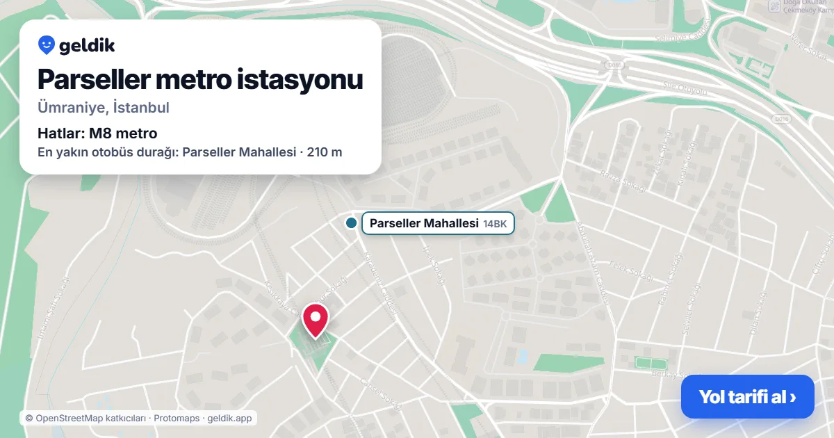 Parseller metro istasyonu haritada: konumu, yakındaki istasyonlar ve otobüs durakları