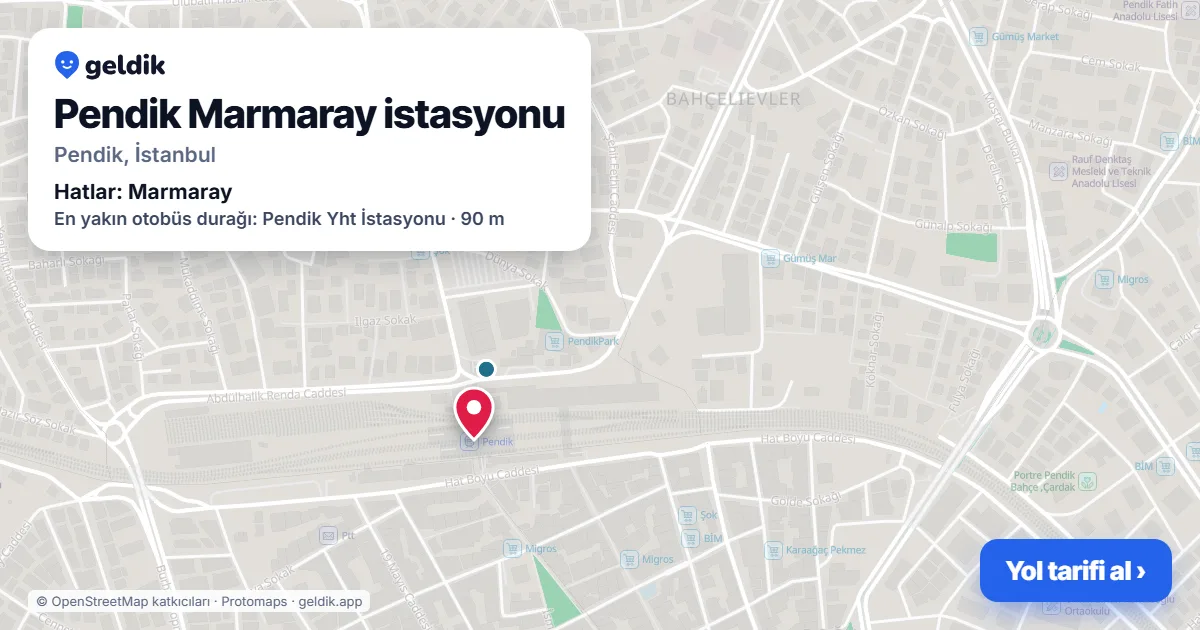 Pendik Marmaray istasyonu haritada: konumu, yakındaki istasyonlar ve otobüs durakları
