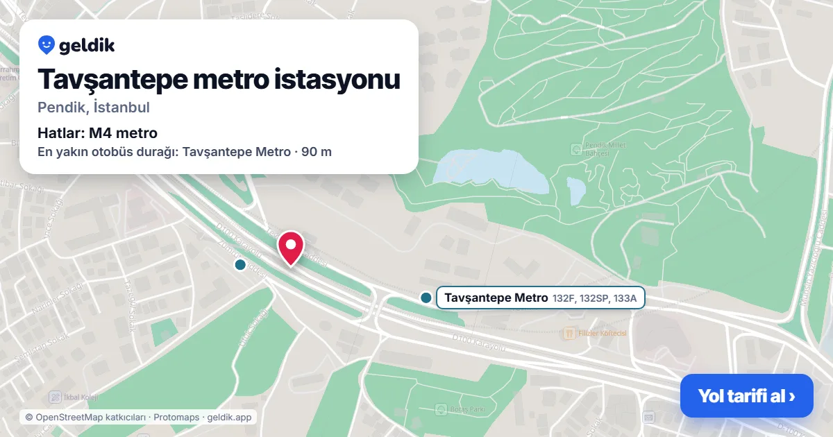 Tavşantepe metro istasyonu haritada: konumu, yakındaki istasyonlar ve otobüs durakları