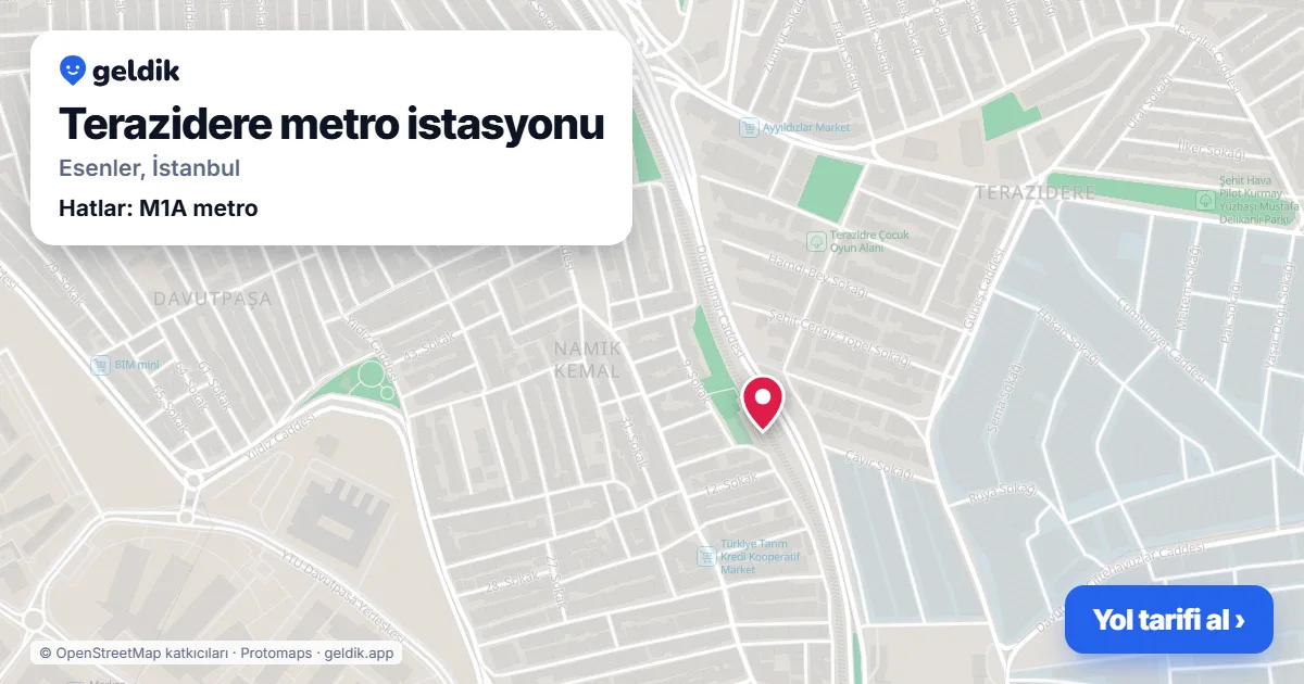 Terazidere metro istasyonu haritada: konumu, yakındaki istasyonlar ve otobüs durakları