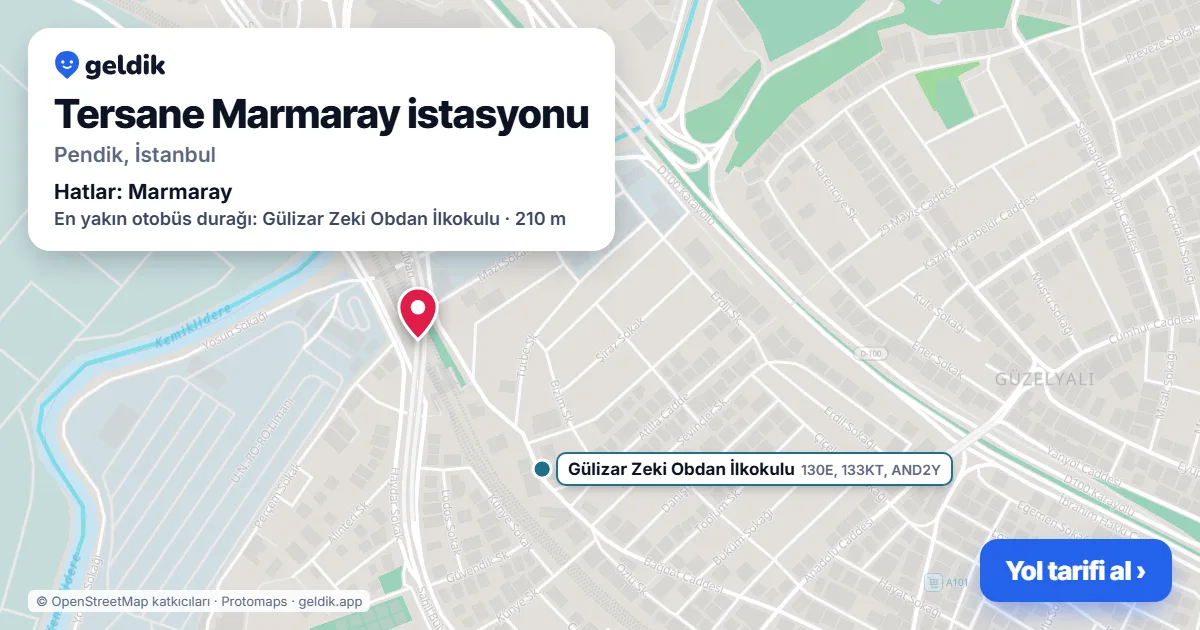Tersane Marmaray istasyonu haritada: konumu, yakındaki istasyonlar ve otobüs durakları