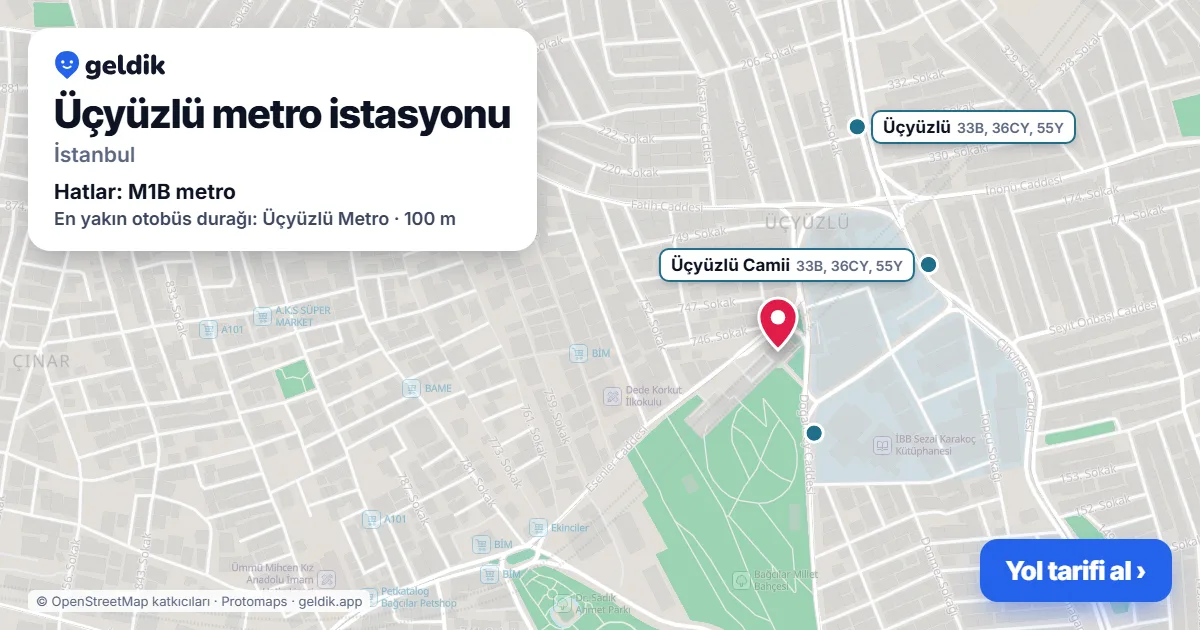 Üçyüzlü metro istasyonu haritada: konumu, yakındaki istasyonlar ve otobüs durakları