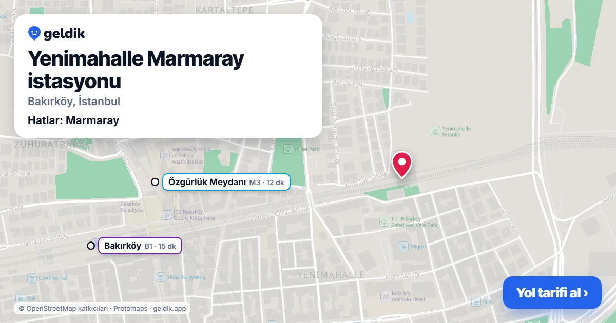 Yenimahalle Marmaray istasyonu haritada: konumu, yakındaki istasyonlar ve otobüs durakları