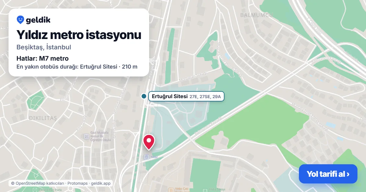 Yıldız metro istasyonu haritada: konumu, yakındaki istasyonlar ve otobüs durakları